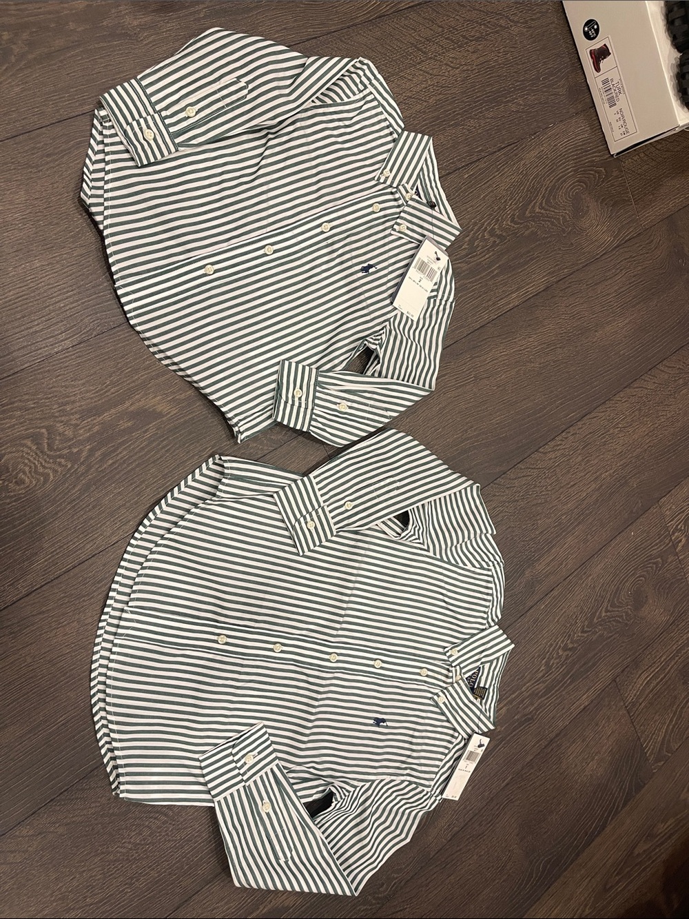 Polo by Ralph Lauren Green and White Vertical Stripe Button-Down Shirt